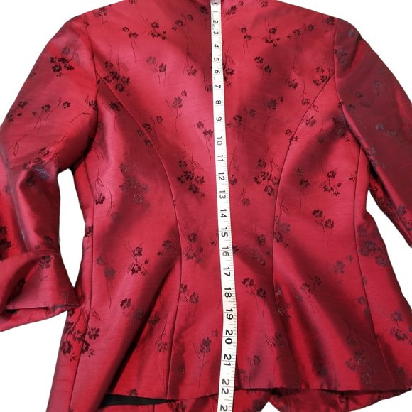Vintage Lizzantti Shiny Red Jacket 3/4 Sleeve Tailored Slim Fit Four Button - Picture 8 of 13